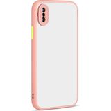Kny Apple Iphone X-Xs Kılıf Renkli Kenarlı Kamera Korumalı Buzlu Hux Kapak - Pembe - iPhone X/XS