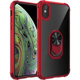 Kny Apple Iphone X-Xs Kılıf Silikon Kenarlı Renkli Yüzüklü Manyetik Mola Kapak - Kırmızı - iPhone X/XS