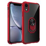 KNY Apple İphone XR Kılıf Silikon Kenarlı Renkli Yüzüklü Manyetik Mola Kapak Kırmızı