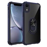 KNY Apple İphone XR Kılıf Silikon Kenarlı Renkli Yüzüklü Manyetik Mola Kapak Lacivert