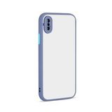 KNY Apple İphone XS Max Kılıf Renkli Kenarlı Kamera Korumalı Buzlu Hux Kapak Mavi
