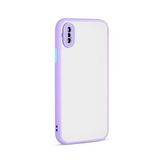KNY Apple İphone XS Max Kılıf Renkli Kenarlı Kamera Korumalı Buzlu Hux Kapak Mor