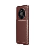 KNY Huawei Mate 40 Pro Kılıf Karbon Desenli Lux Negro Silikon Kahverengi