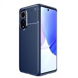 Kny Huawei Nova 9 Kilif Karbon Desenli Lux Negro Silikon Lacivert