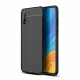 KNY Huawei P Smart Pro Deri Desenli Lux NisS Cam Ekran Koruyucu Siyah Silikon Cep Telefonu Kılıf