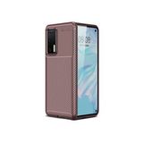 KNY Huawei P40 Kılıf Karbon Desenli Lux Negro Silikon Kahverengi