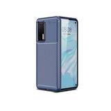 KNY Huawei P40 Kılıf Karbon Desenli Lux Negro Silikon Lacivert