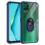 KNY Huawei P40 Lite Kılıf Renkli Silikon Kenarlı Yüzüklü Manyetik Mola Kapak Lacivert