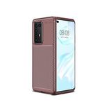 KNY Huawei P40 Pro Kılıf Karbon Desenli Lux Negro Silikon Kahverengi