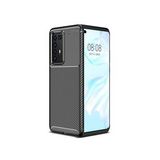 KNY Huawei P40 Pro Kılıf Karbon Desenli Lux Negro Silikon Siyah