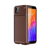 KNY Huawei Y5P Kılıf Karbon Desenli Lux Negro Silikon Kahverengi