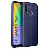 KNY Huawei Y6P Kılıf Deri Desenli Lux Niss Silikon Lacivert