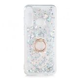 KNY Huawei Y6P Kılıf Sıvılı Kalplı Yüzüklü Manyetik Milce Kapak Gri