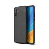 KNY Huawei Y8P Kılıf Deri Desenli Lux Niss Silikon Siyah