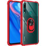 Kny Huawei Y9 Prme 2019 Kılıf Silikon Kenarlı Yüzüklü Manyetik Mola Kapak - Kırmızı - Y9 Prime 2019