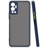 Kny Infinix Hot 12 Kilif Renkli Kenarli Buzlu Kamera Korumali Hux Kapak Lacivert