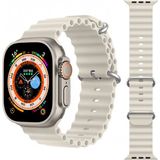 KNY KRD-75 Apple Watch Ultra Krem 49 mm İçin Renkli Silikon Kayış