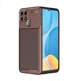 KNY OPPO A15 Kılıf Karbon Desenli Lux Negro Silikon Kahverengi