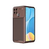 KNY OPPO A15S Kılıf Karbon Desenli Lux Negro Silikon Kahverengi