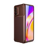 KNY OPPO A74 Kılıf Karbon Desenli Lux Negro Silikon Kahverengi