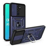 KNY OPPO A9 2020 Kılıf Ultra Korumalı Yüzüklü Manyetik Sürgülü Vega Kapak Lacivert