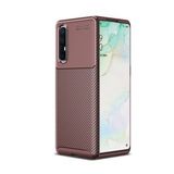 Kny Oppo Reno 3 Pro Kılıf Karbon Desenli Lux Negro Silikon Kahverengi