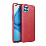 KNY OPPO Reno 4 Lite Kılıf Deri Desenli Lux Niss Silikon Kırmızı
