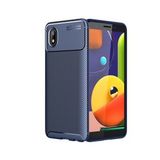 KNY Samsung Galaxy A01 Core Kılıf Karbon Desenli Lux Negro Silikon Lacivert