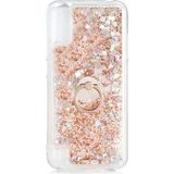 Kny Samsung Galaxy A01 Kilif Simli Sivili Kalpli Yuzuklu Milce Kapak Gold