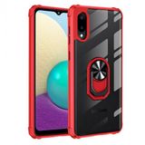KNY Samsung Galaxy A02 Kılıf Silikon Kenarlı Renkli Yüzüklü Manyetik Mola Kapak Kırmızı