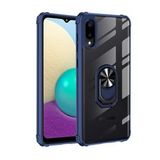 KNY Samsung Galaxy A02 Kılıf Silikon Kenarlı Renkli Yüzüklü Manyetik Mola Kapak Lacivert