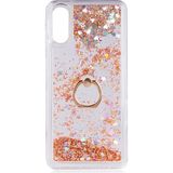 Kny Samsung Galaxy A02 Kilif Sulu Simli Renkli Yuzuklu Milce Silikon Gold