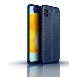 KNY Samsung Galaxy A03 Kılıf Deri Desenli Lux Niss Silikon Lacivert
