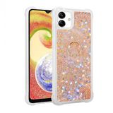 Kny Samsung Galaxy A04 Kilif Simli Sivili Kalpli Yuzuklu Milce Kapak Gold