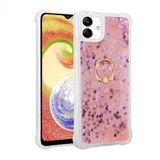 Kny Samsung Galaxy A04 Kilif Simli Sivili Kalpli Yuzuklu Milce Kapak Pembe