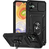 Kny Samsung Galaxy A04 Kilif Ultra Korumali Yuzuklu Manyetik Surgulu Vega Kapak Siyah