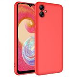 Kny Samsung Galaxy A04e Kilif Ici Suet Mara Lansman Silikon Kirmizi