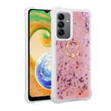 Kny Samsung Galaxy A04s Kilif Simli Sivili Kalpli Yuzuklu Milce Kapak Pembe