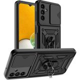 Kny Samsung Galaxy A04s Kilif Ultra Korumali Yuzuklu Manyetik Surgulu Vega Kapak Siyah