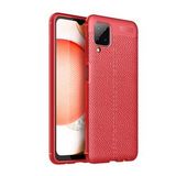 KNY Samsung Galaxy A12 Kılıf Deri Desenli Lux Niss Silikon Kırmızı