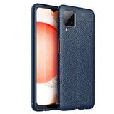 KNY Samsung Galaxy A12 Kılıf Deri Desenli Lux Niss Silikon Lacivert