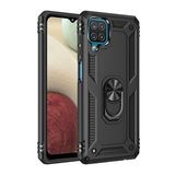 KNY Samsung Galaxy A12 Kılıf Ultra Korumalı Yüzüklü Manyetik Vega Kapak Siyah