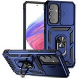 Kny Samsung Galaxy A14 Kilif Ultra Korumali Yuzuklu Manyetik Surgulu Vega Kapak Lacivert