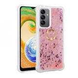 Kny Samsung Galaxy A14 Kilif Yuzuklu Ici Simli Hareketli Sivili Milce Silikon Pembe