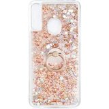 Kny Samsung Galaxy A20s Kilif Simli Kalpli Yuzuklu Milce Kapak Gold