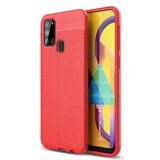 KNY Samsung Galaxy A21S Kılıf Deri Desenli Lux Niss Silikon Kırmızı