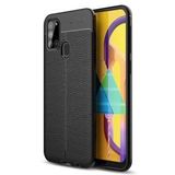 KNY Samsung Galaxy A21S Kılıf Deri Desenli Lux Niss Silikon Siyah