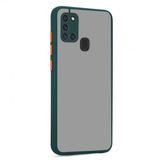 KNY Samsung Galaxy A21S Kılıf Kamera Korumalı Silikon Kenarlı Buzlu Hux Kapak Lacivert