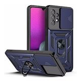 KNY Samsung Galaxy A23 Kılıf Ultra Korumalı Yüzüklü Manyetik Sürgülü Vega Kapak Lacivert