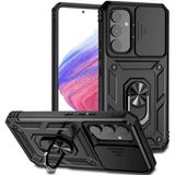 Kny Samsung Galaxy A24 Kilif Ultra Korumali Yuzuklu Manyetik Surgulu Vega Kapak Siyah